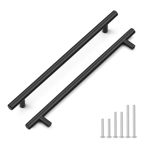 50 pcs Poignées tiroir noir mat 256mm centres trous