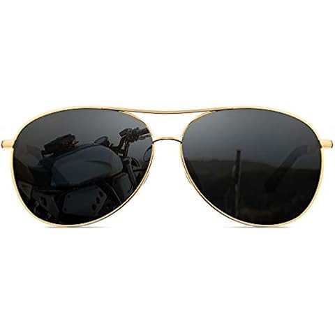 Cyxus Polarized Sunglasses for Men Pilot Mirrored Lens UV Protection Eyeglasses (Gold-2) Cover