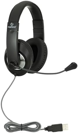 Egghead Premium Over-Ear School Testing & USB Multimedia Headset with Adjustable Headband, Leatherette Cushions, 360° Pivoting Microphone, and Resealable Storage Bag image 5