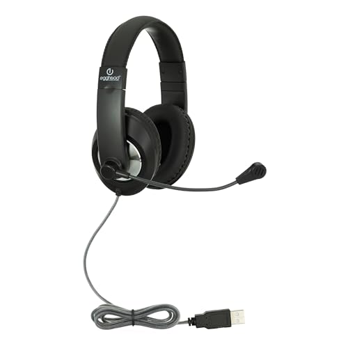 Egghead Over-Ear USB Headset with Microphone and Storage Bag