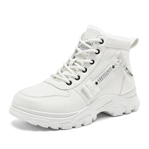 Yeeteepot Botas para Mujer Invierno Calentar Forrado Botines Antideslizante Nieve Zapatos Aire libre Deportivo Zapatos Casuales Viaje Boots Blanco 37 EU = Etiqueta 38