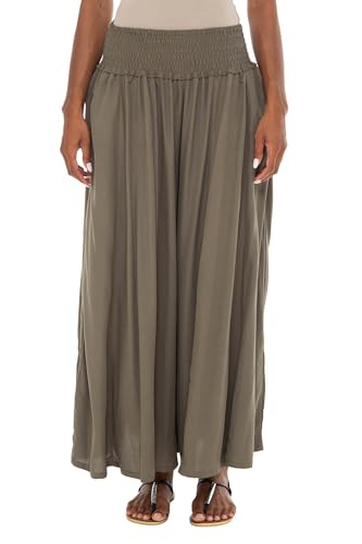SHU-SHI Womens Palazzo Flowy Summer Pants Wide Leg Lounge Trousers Elastic Waist Side Pockets