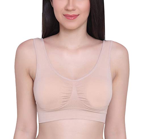 Image of GLAMORAS Women Nylon Elastane Lightly Padded Non Wired U Back Sports Bra | Seamless Stretchy Low Impact Yoga Workout Bra with Removable Pads - Size- Small to 4XL