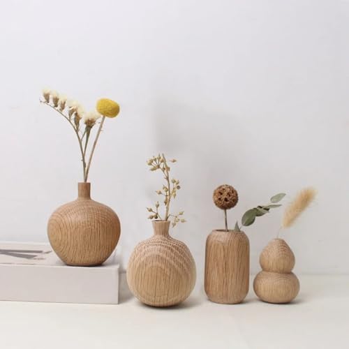 Vase en bois pour petite étagère solution déco gain de place salon moderne