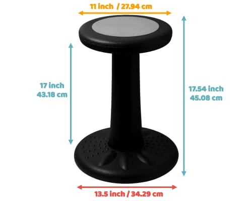 Image of Studico ActiveChairs Kids Wobble Chair, Flexible Elementary Classroom Seating, Improves Focus, Posture and Helps ADHD /ADD, Sensory Chair, Active Fidget Chairs, Pre-Teen 17.75 inch Stool, Ages 7-12, Black
