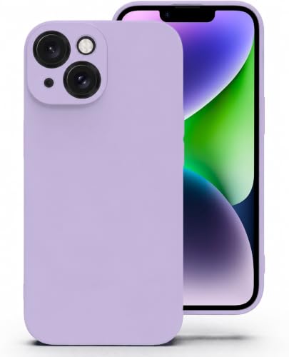 Image of DIZORO Square Microfiber Candy Case Compatible for iPhone 14 Plus Shockproof Slim Back Cover Liquid Silicone Case - Lilac