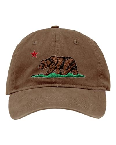 Go All Out One Size Brown Deluxe Dad California Republic Bear Embroidered Deluxe Dad Hat