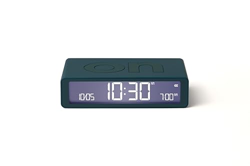 Lexon Flip Classic réveil Matin Lumineux, réversible avec Faces on Off et Fonction Snooze, à écran LCD et Lumière Tactile, Rechargeable par USB-C - Bleu...