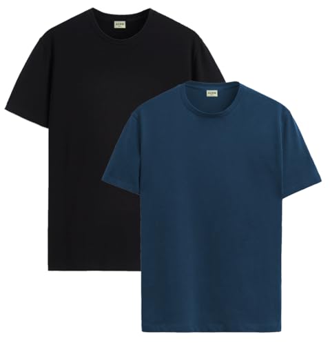 Image of ADRO Men's Cotton Regular Fit Combo Plain Solid T-Shirt Pack of 2