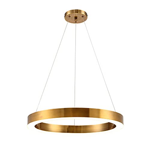 Lampe suspendue de plafond circulaire nordique LED en bronze