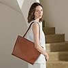 befen Echtleder Tote Bag für Frauen Arbeit Damen Leder Schultertaschen Geldbörsen Satchel Handtaschen mit Laptopfach, Cognac Brown 02, Medium #1