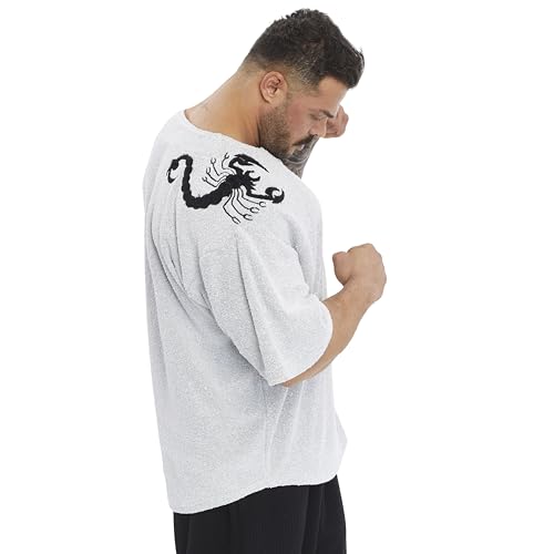 Men's Gym T-Shirt Active Wear Bodybuilding Lifting Oversize Rag Top | Towel Texture, Cotton Training Top3