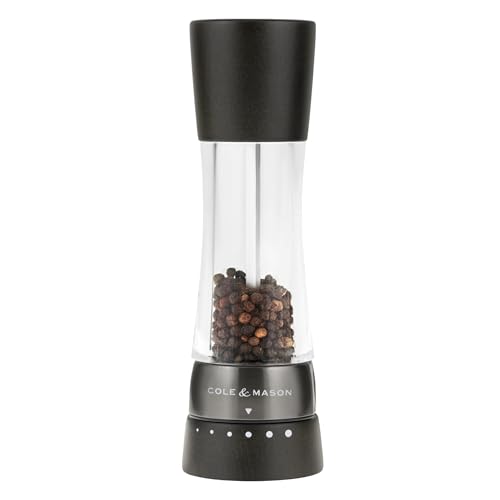 Image of Cole & Mason Derwent Pepper Mill - Gourmet Precision Pepper Grinder - Refillable Seasoning and Spice Tools - Adjustable Black Peppercorn Grinder Settings - Black Wood