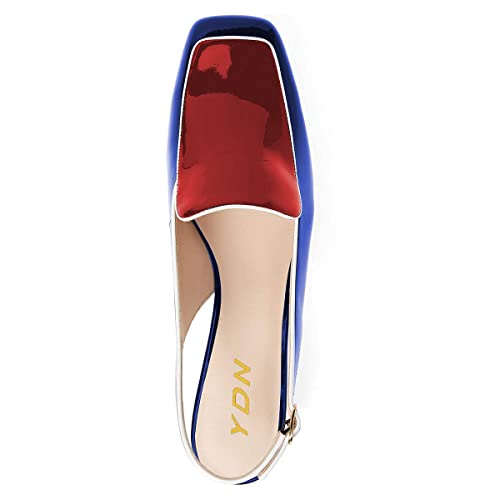 Image of YDN Women Closed Square Toe Block Low Heels Slingback Formal Loafer Dressy Shoes Office Lady Pump Size 4-15 US