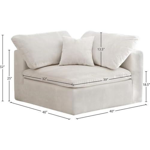 Sillón Modular Terciopelo Crema 101.6 x 101.6 x 81.28 cm miniatura 3