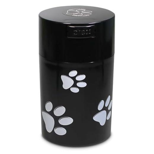 Tightpac America Pawvac 6 Ounce Vacuum Sealed Pet Food Storage Container; Black Cap & Body/White Paws, tv3 (TV3-SBKP)