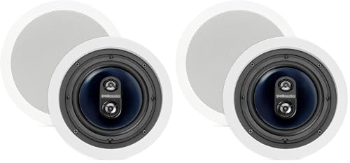 Image of Polk Audio RC6s in-Ceiling 6.5 inch Stereo Speaker | Dual Channel from a Single Location | Perfect for Damp and Humid Indoor /Outdoor Placement - Bath, Kitchen, Covered Porches (White, Paintable Grille)