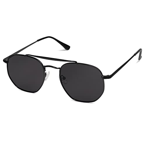 Vanlinker Retro Polarized Sunglasses For Women Men Vintage Shades Uv400 Polygon Mirrored Lens Vl9689 Black Frame Grey Lenses #TOP24