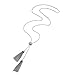 Tassel Pendant Lariat Y Necklace Long Snake Chain Necklaces with Adjustable Crystal Slider Ball (Silver)