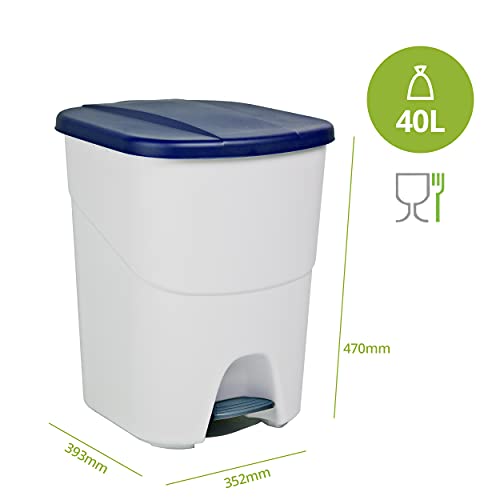 Image of Denox DEN106 Eco Pedalbin 40 litres, Blue, 393 x 352 x 470 mm