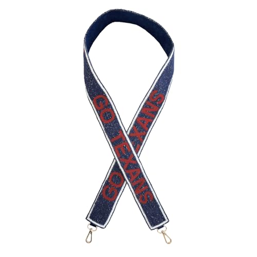 Lashicorn Go Texas Beaded Purse Strap Navy Blue and Red Football 49” Baseball Game Day for Clear Stadium Purse