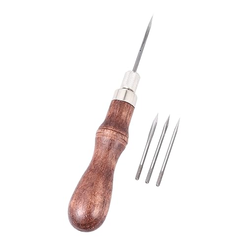 LALAFINA DIY Sewing Tools Kit Perforating Sewing Awls Steel Wood Perfect for Leather Craft Clothing Repair