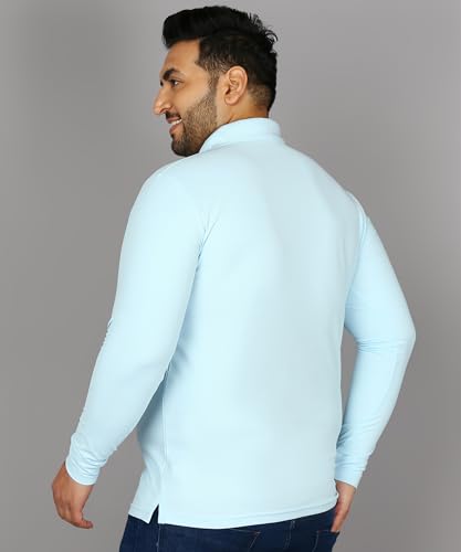 Image of INKKR Plus Size Men's Solid Polo Neck Full Sleeve T-Shirts