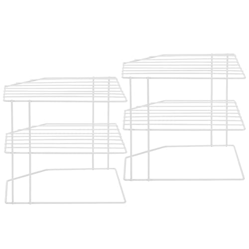 Image of Packool 2 Pcs Kitchen Cupboard Organisers,3-Tier Wire Storage Racks Corner Shelf Organizers for Cabinet Countertop, Metal Corner Stands with Rustproof Finish for Kitchen Pantry Bathroom Office Use