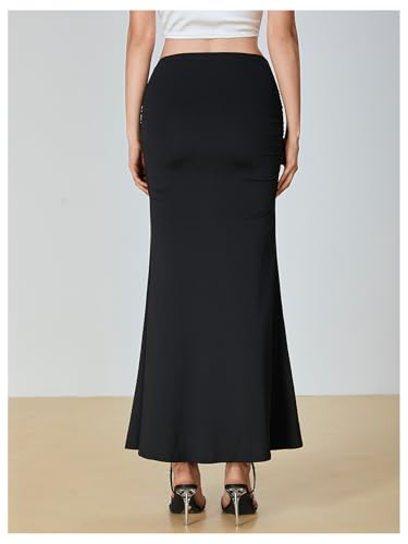 SOLY HUX Women's Maxi Bodycon Long Skirt High Waisted Ruffle Ruched Flowy Mermaid Skirts2