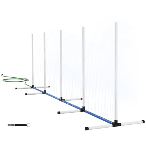 OPAHDN Enhance Your Dog's Agility with 2 Piece Training Equipment Set, Includes Weave Poles and Water Tube, Outdoor Use, White