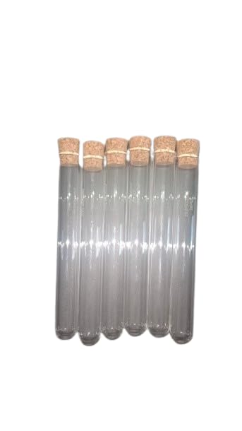 Borosilicate glass Test tube 18 x 150 mm round bottom with wooden cork with rim Pack Of 6