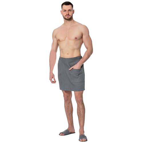 ZOLLNER Saunakilt für Herren, 100% Baumwolle, 200g/qm, 44x120 cm, Waffelpique