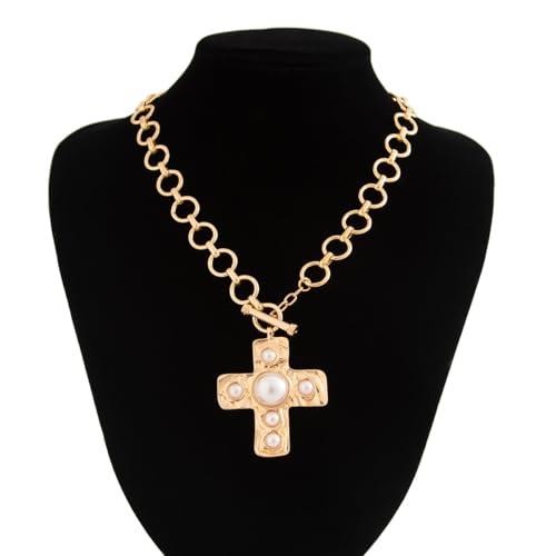Chunky Necklace for Women Trendy Big Cross Necklace Large Cross Pendant Necklace Thick Bold Statement Necklaces for Women Chunky Jewlery4