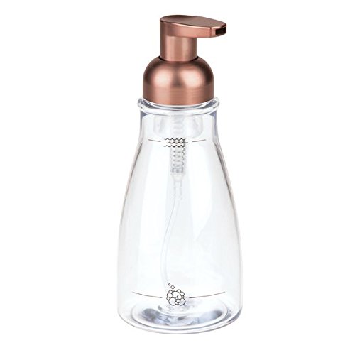 InterDesign Foaming Soap Pump Dispenser for Kitchen Countertop, Bathroom Vanity - Clear/Venetian Bronze