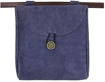 MedievalDepot Renaissance Suede Leather Belt Pouch - Handmade Wessex Design, Blue Slate