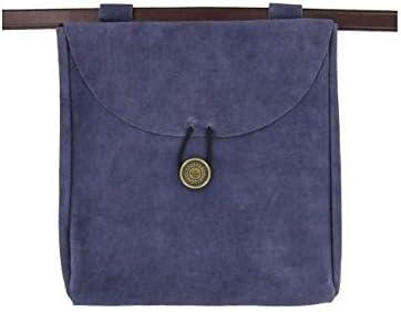 MedievalDepot Renaissance Suede Leather Belt Pouch - Handmade Wessex Design, Blue Slate