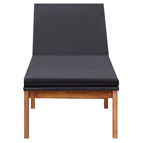 Chaise longue en polyrotin imputrescible et bois d'acacia massif - 3