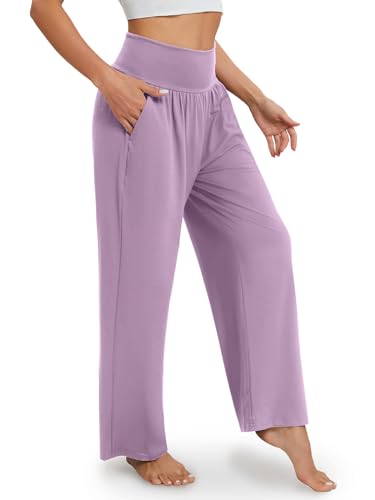 Image of Gracyoga Wide Leg Yoga Pants for Women Casual Loose Cozy Sweatpants High Waisted Lounge Pajama Flowy Pants With Pockets