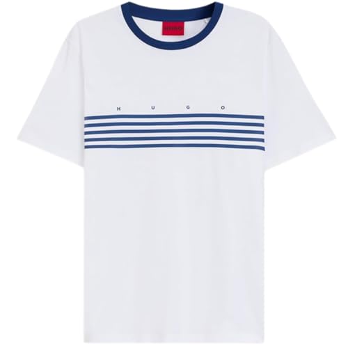 HUGO BOSS Baumwoll-T-Shirt mit bedruckten Streifen, Schwarz 001, XL