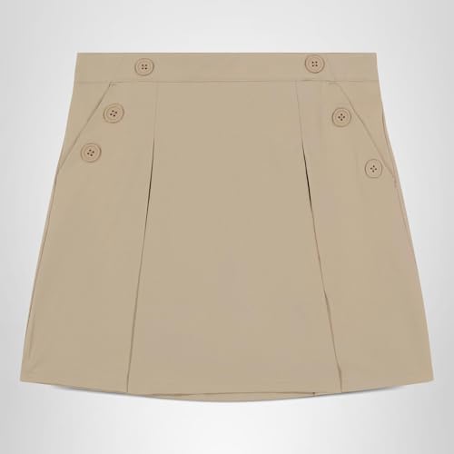Nautica Girls School Uniform Pull-on with Undershorts, Poplin Style Button Pockets, Wrinkle & Fade Resistant Scooter Skirt, Khaki, 7 US - 4
