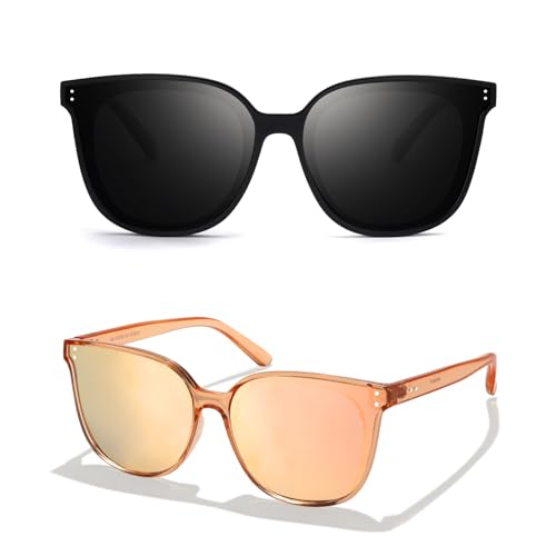 LVIOE Oversized Polarized Sunglasses for Women Trendy Large Cat Eye UV Protection Shade LS1627s
