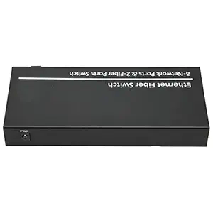 Fiber Media Converter, Plug and Play Maximum 20km Ethernet Switch Full Half Duplex 9 Ports for Network (EU Plug)