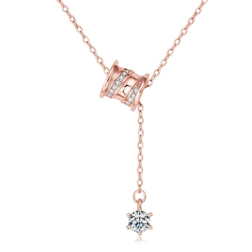 Collier en or rose pour femme anti-allergie en argent sterling plaqué