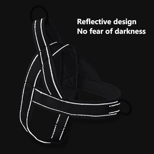 Arnes Antitirones Perro Mediano Grande A7,Chaleco Reflectante para Perros sin Tirones con Asa,Arnes Perro Grande Antifugas Ajustable,Táctico y Luminoso para Paseos y Entrenamiento (Negro+XL) - imagen 4