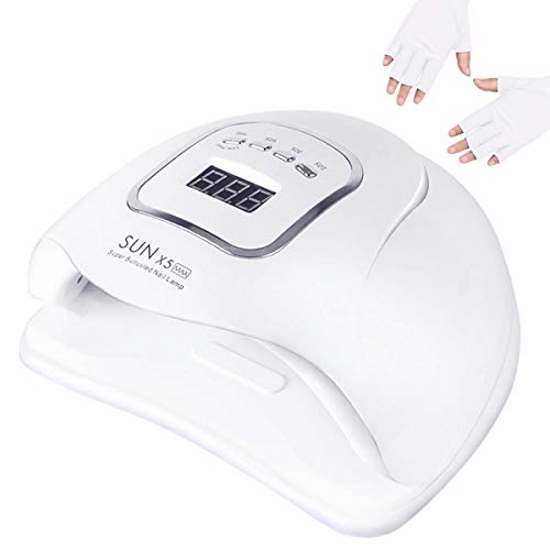150W(Max) UV LED Nail Lamp Kit with Gloves, Professional Auto Sensor Manicure Dryer for Nail Polish, 10s/30s/60s/99s Acrylic Nail Extension Machine with UV Curing Light for Fingernail, Toenail(X 5)