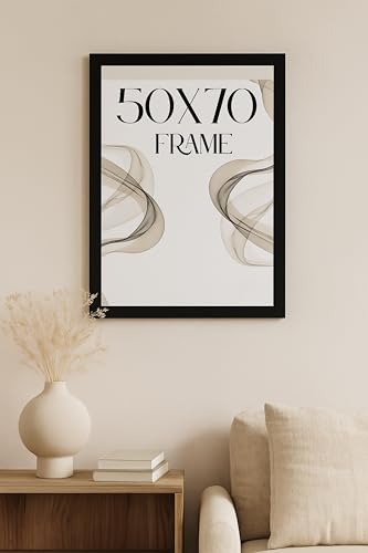 EMPORIUM RETAIL FRAMES Black 50X70cm Picture Frame - 500x700mm Black Poster Frame Wood, Styrene Acrylic Glass, MDF Back & Hooks - Portrait or Landscape Ideal for Gallery Wall Decorations - Image 4