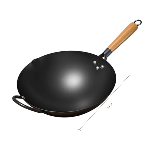 Wok tradicional hierro 34cm con mango madera miniatura 2