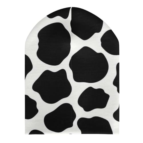 Cow Print Kids Beanie Hat for for Girls Boys Children Cap Winter Knitted Chemo Cancer Headwear Accessories Gifts Decoration Black3