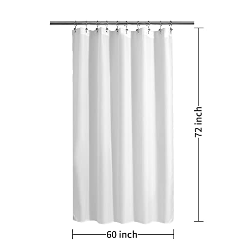 Image of ALYVIA SPRING 60x72 Stall Waterproof Fabric Shower Curtain or Liner White | 2 Magnets, Soft Cloth & Hotel Quality, Machine Washable, Light-Weight, Stall Size