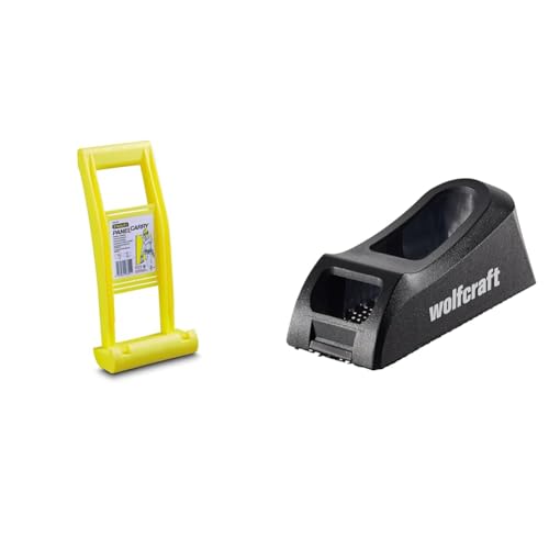 Stanley 1-93-301 Poignée De Transport Inclinée pour Cloison - en Plastique Longue Durée De 355Mm & wolfcraft 4013000 - Rabot-Bloc pour Plaques de Plâtre - Surface de Râpe de 150 x 57 mm